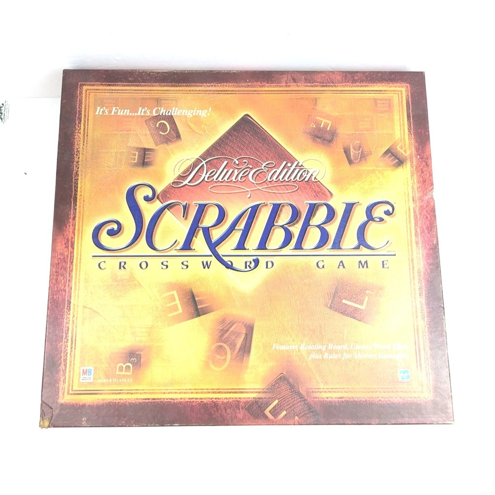 Scrabble Deluxe Edition Crossword Game Turntable VINTAGE 1999 100%‎ Complete!